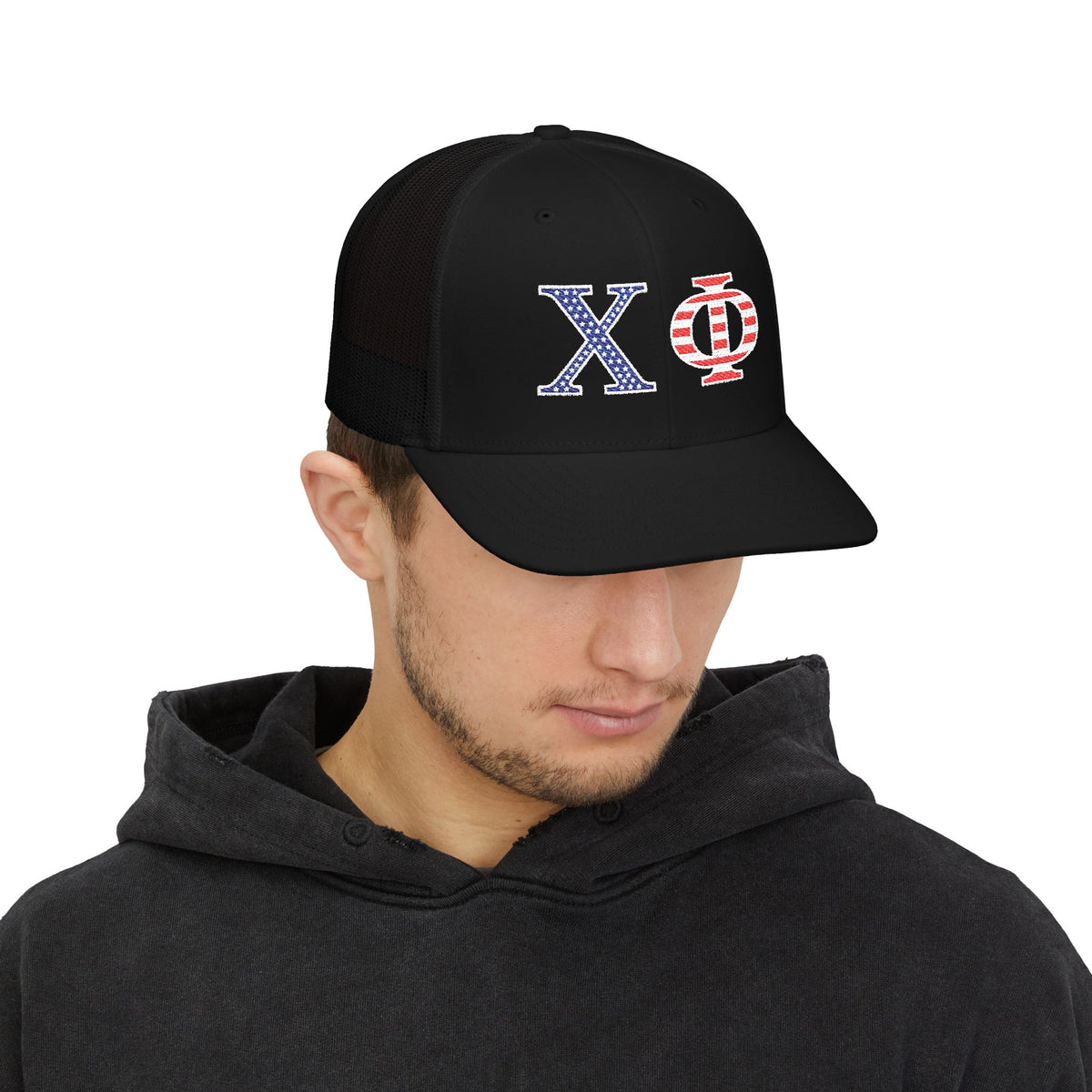 Embroidered Trucker Hat - Chi Phi Stars & Stripes