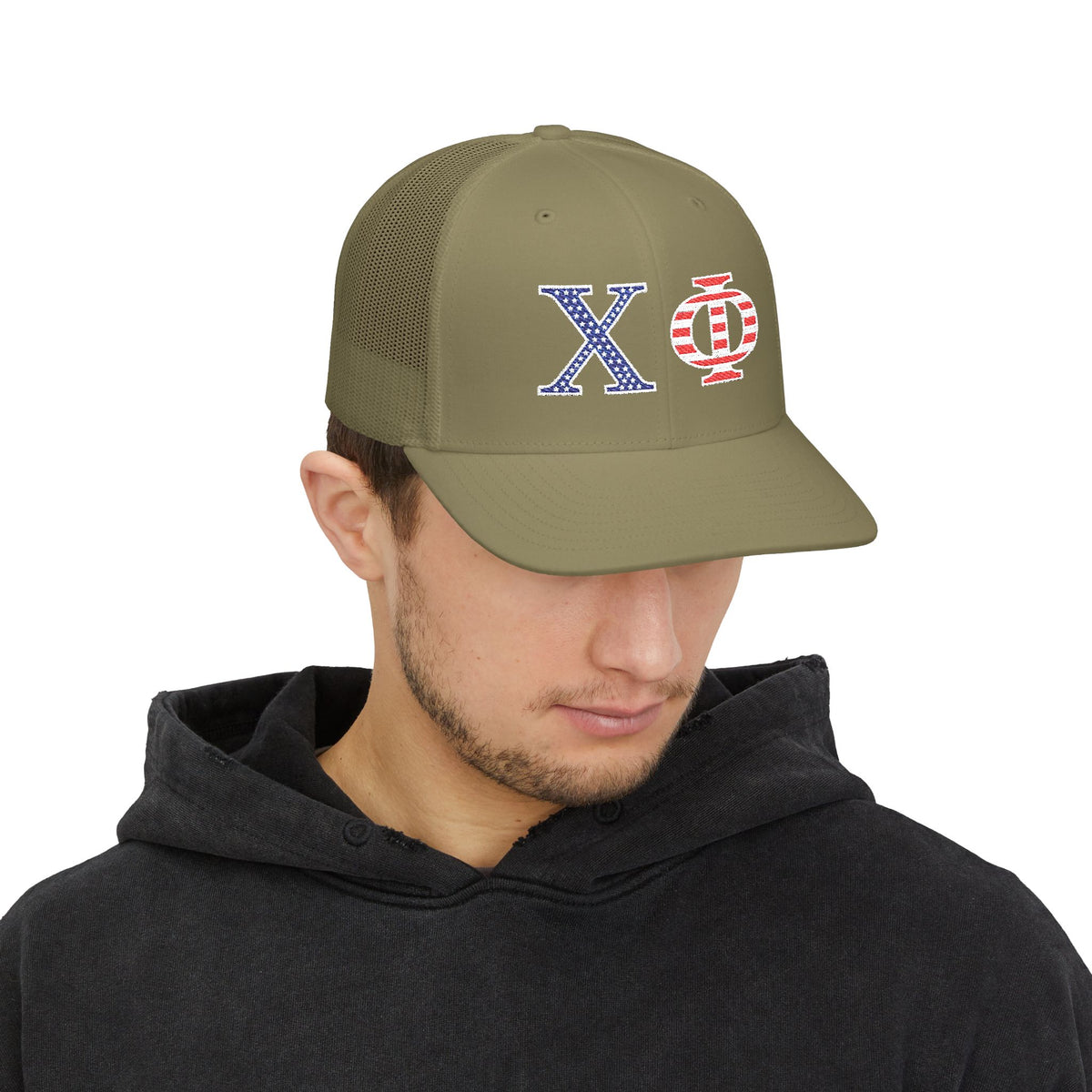 Embroidered Trucker Hat - Chi Phi Stars & Stripes