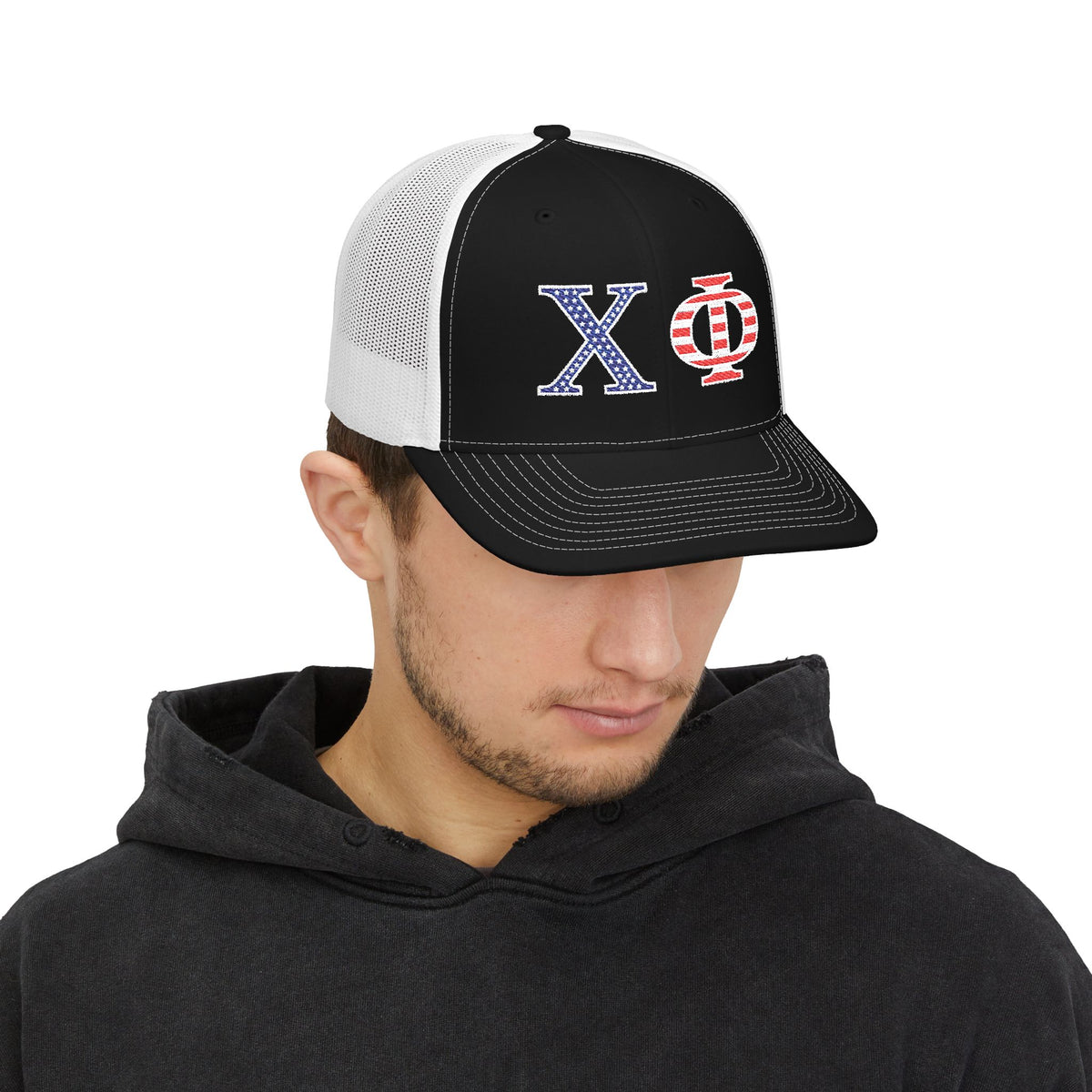 Embroidered Trucker Hat - Chi Phi Stars & Stripes