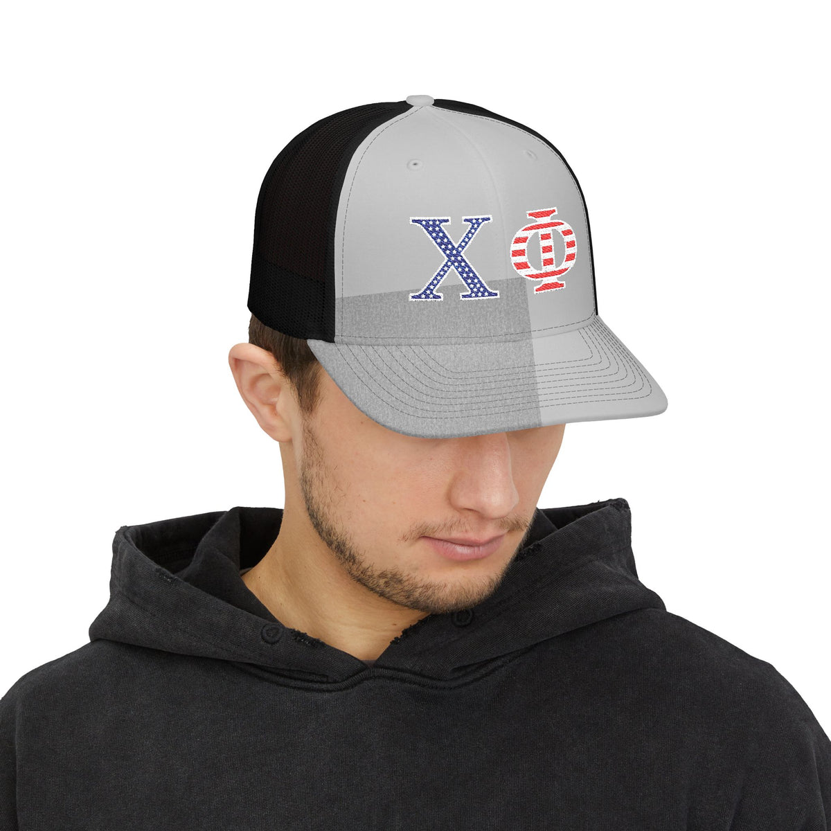 Embroidered Trucker Hat - Chi Phi Stars & Stripes
