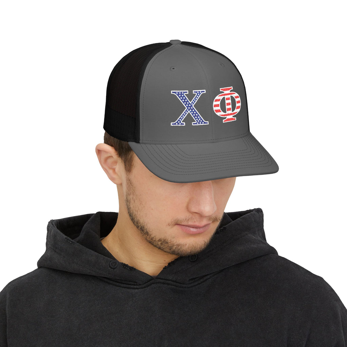Embroidered Trucker Hat - Chi Phi Stars & Stripes