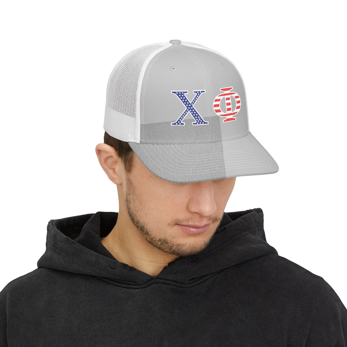 Embroidered Trucker Hat - Chi Phi Stars & Stripes