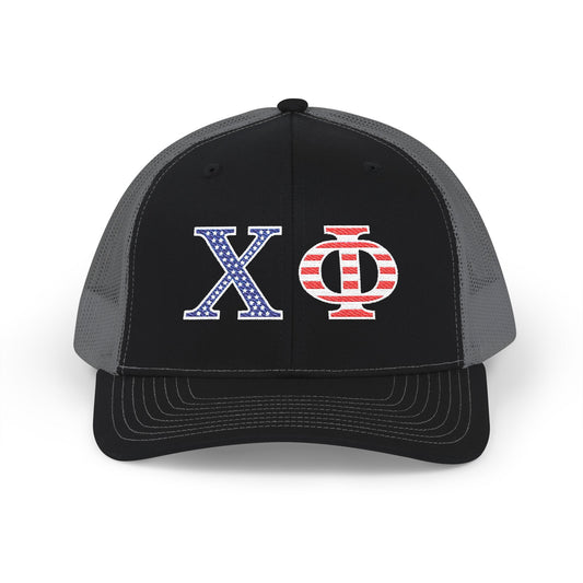 Embroidered Trucker Hat - Chi Phi Stars & Stripes